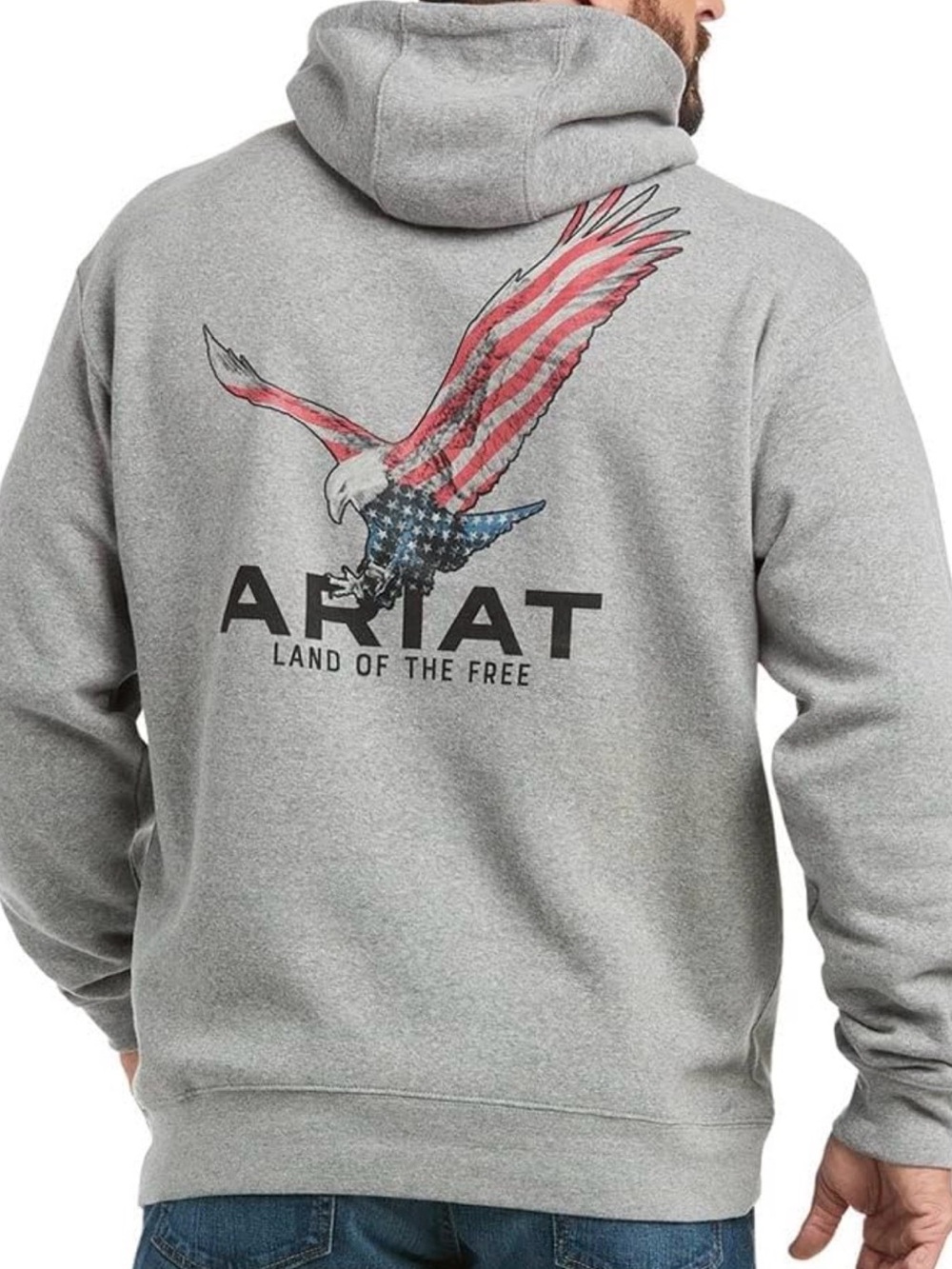 Ariat Men's Gray Zip-Up Hoodie with American Eagle Graphic